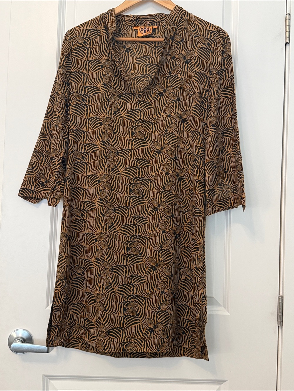 Tory Burch Brown & Black Animal-Print Midi Dress